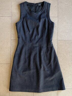 Theory Caileen Corbel Charcoal Grey Stretch Wool Sheath Dress-Size 0